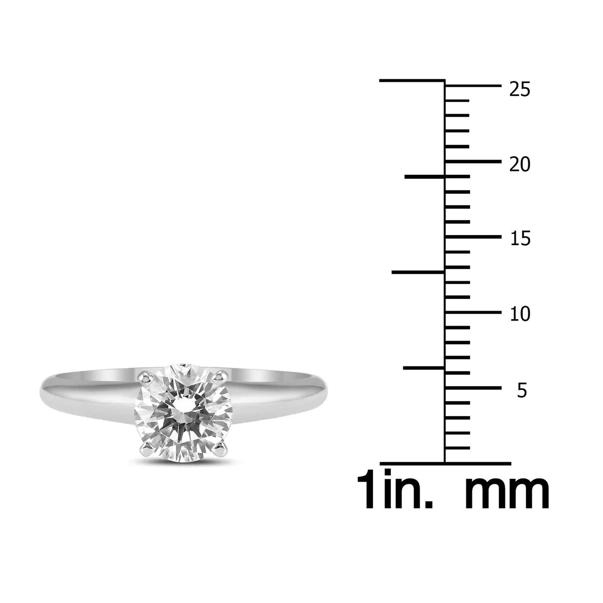 1 Carat Diamond Solitaire Ring in 14K White Gold (J-K Color, I2-I3 Clarity)