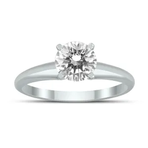 1 Carat Diamond Solitaire Ring in 14K White Gold (J-K Color, I2-I3 Clarity)