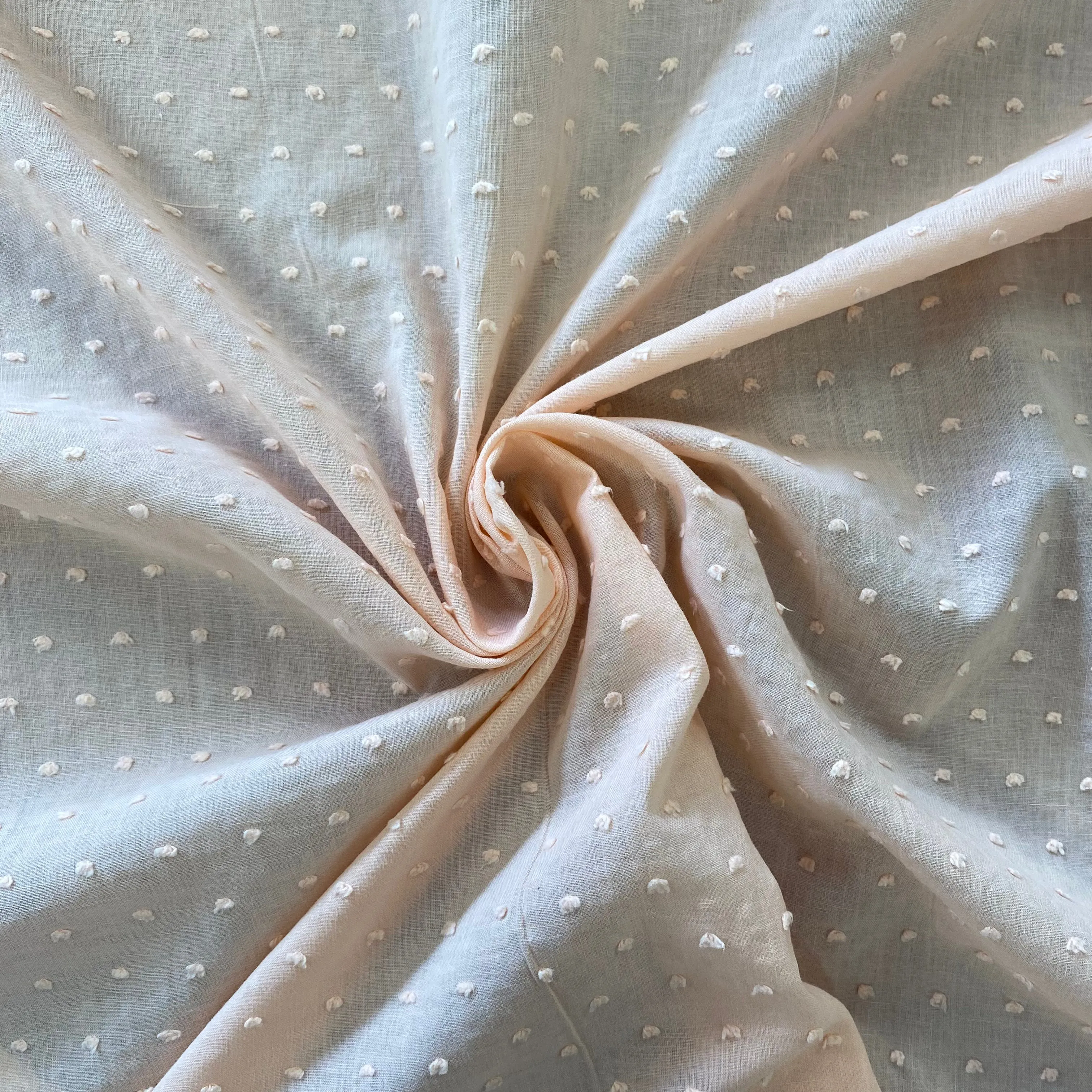 100% Cotton  - Dobby Cotton Spot - Peach - Sold by Half Metre