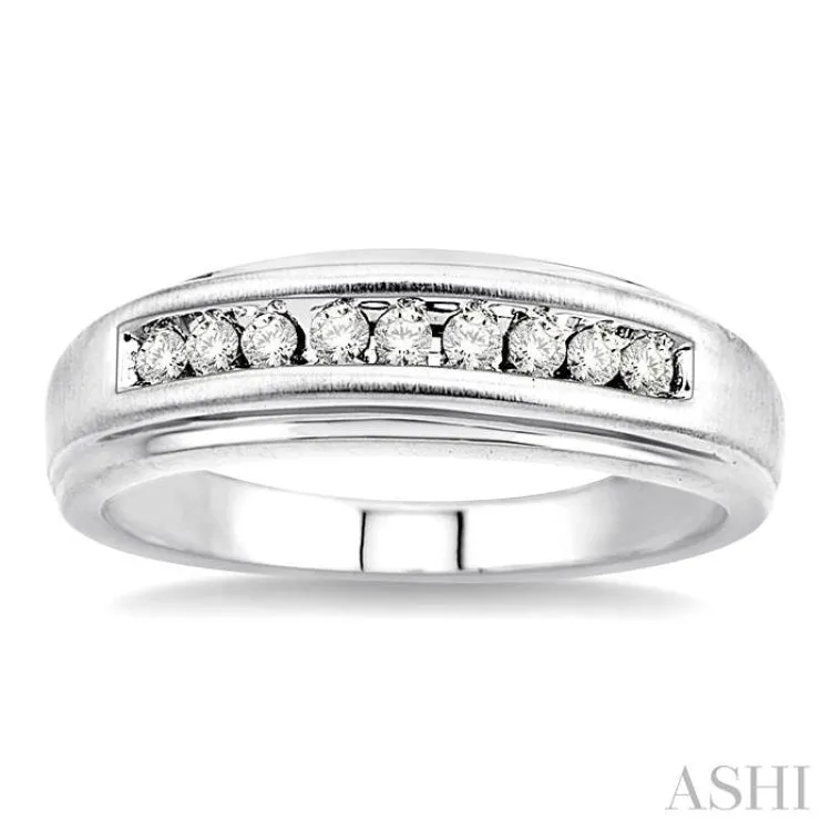 1/4 Ctw Round Cut Diamond Men's Ring in 14K White Gold