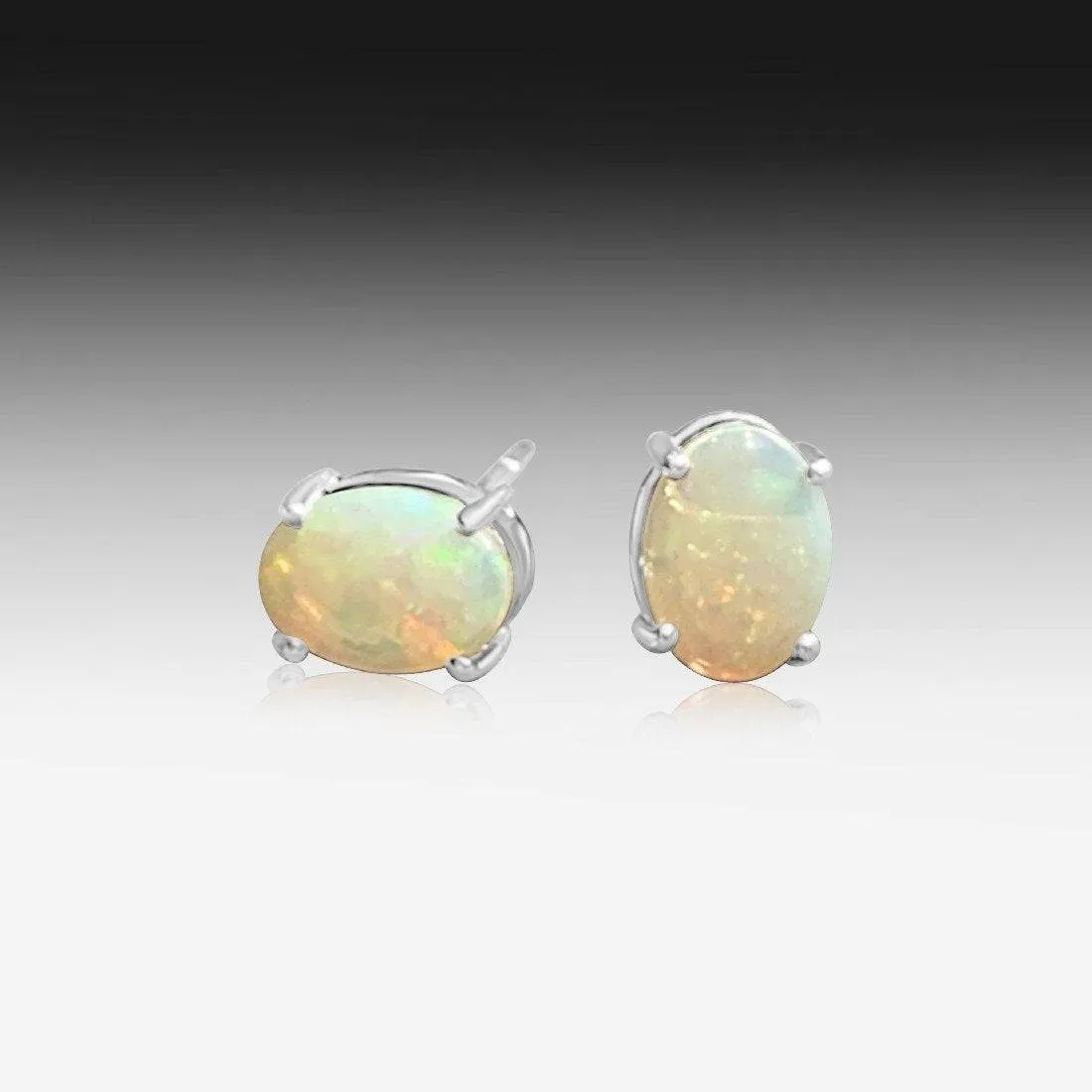 14kt White Gold Opal studs