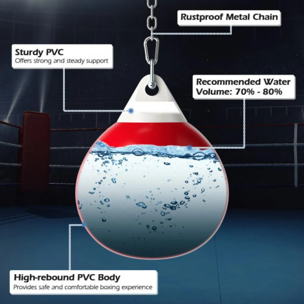 18 Inch 110 Pound Heavy Punching Water Aqua Bag with Adjustable Metal Chain-Red