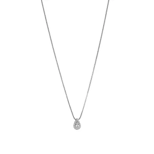 18ct White Gold 0.25ct Teardrop Halo Diamond Necklace