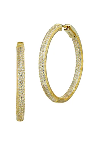 18k Gold Vermeil  1.5" inside out hoop earring