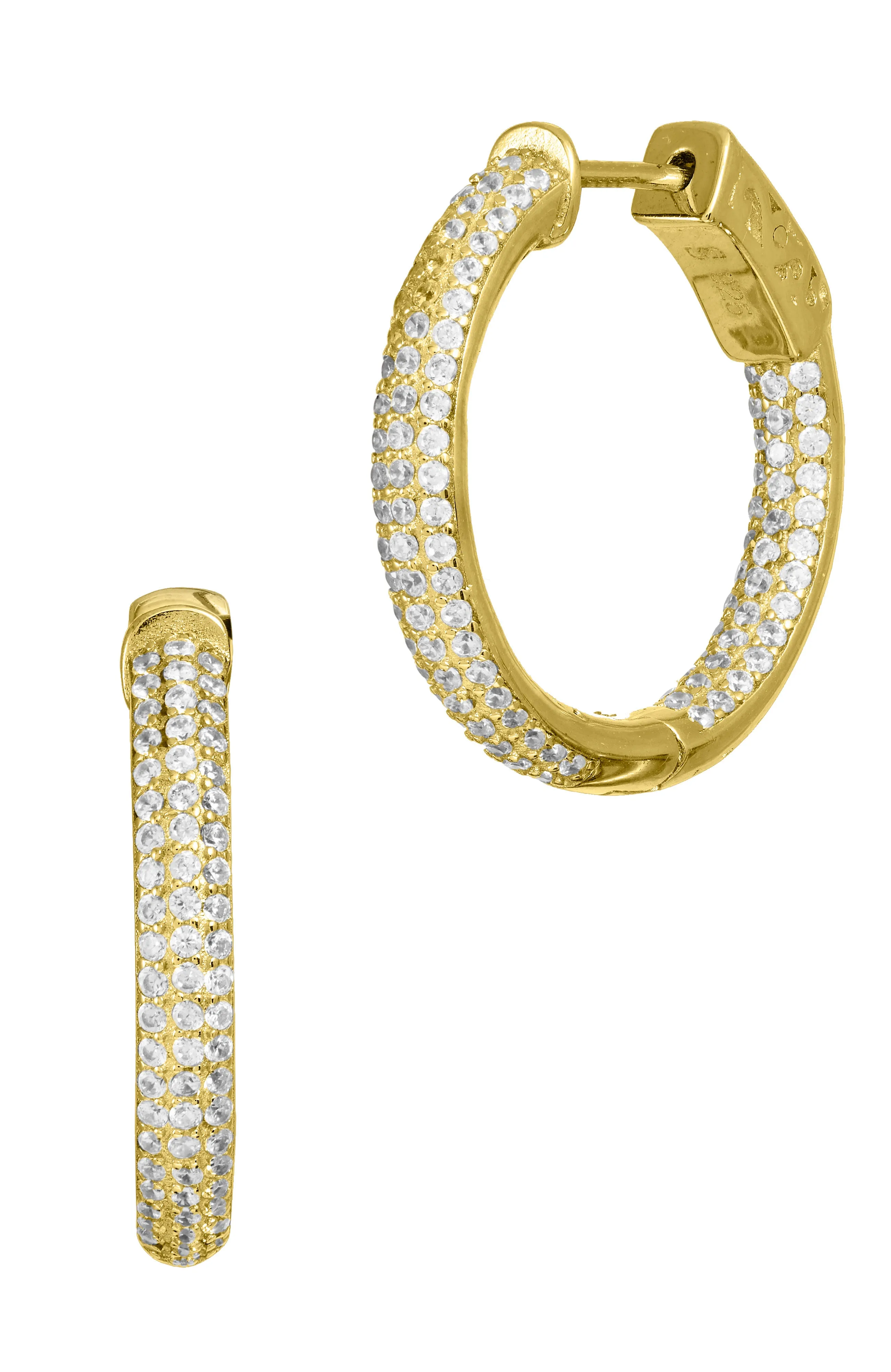 18k Gold Vermeil 1" inside out hoop earrings