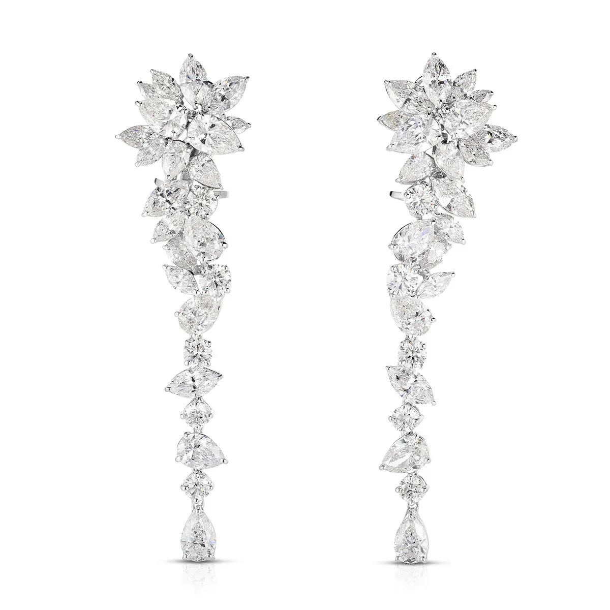 18K White Gold Diamond Drop Earrings