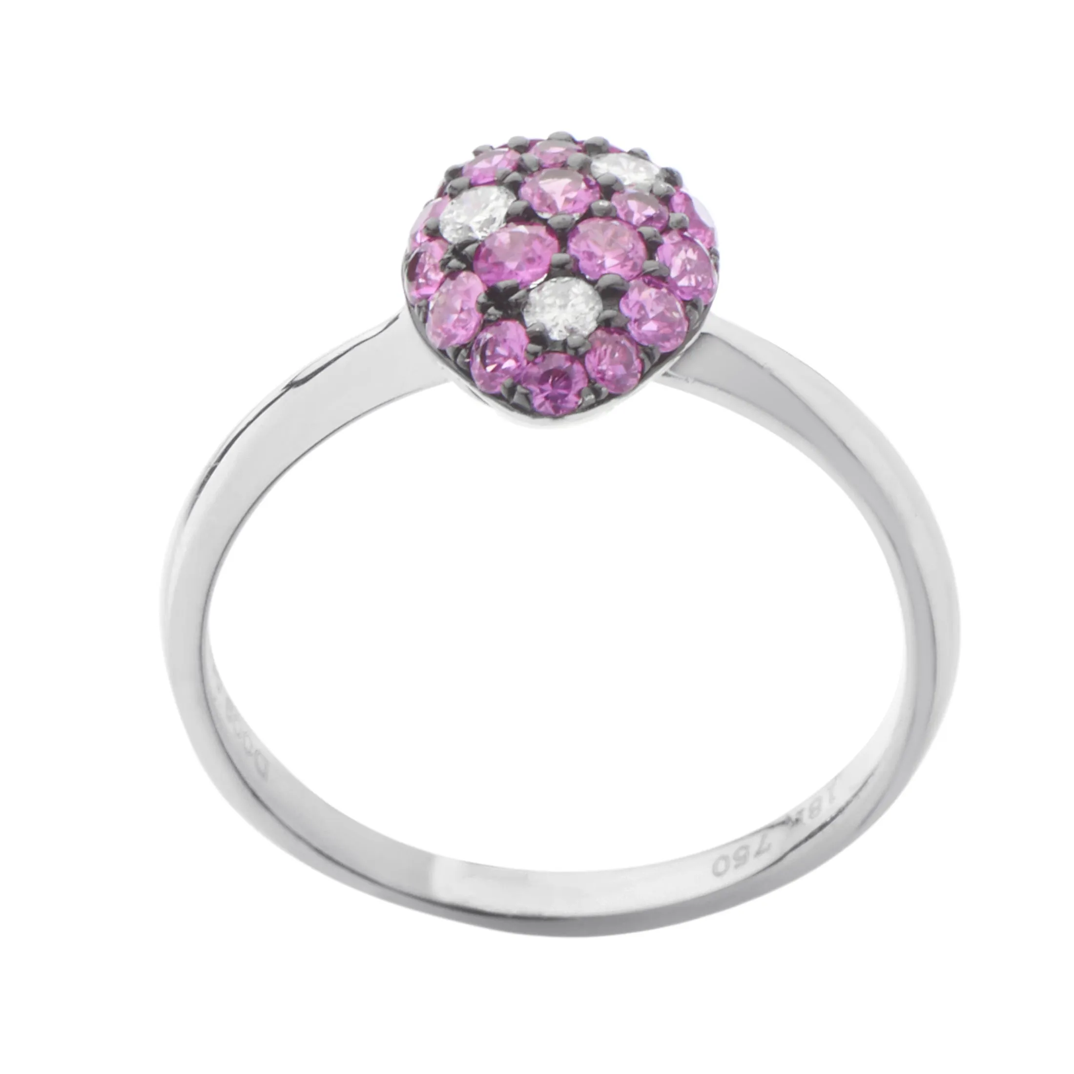 18K White Gold Diamond Ruby Ring