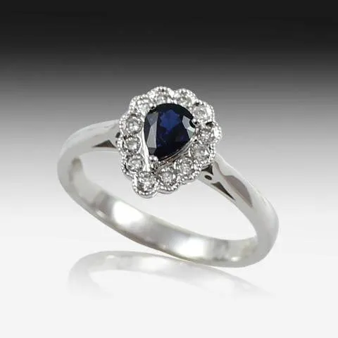 18kt White Gold Australian Sapphire and Diamond ring