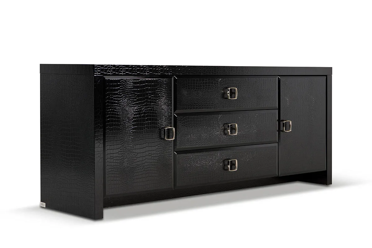 28" Black Crocodile Mdf Dresser