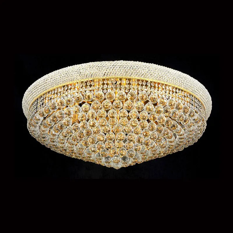 36'' Round Crystal Ceiling Light Empire Flush Mounted Crystal Chandelier