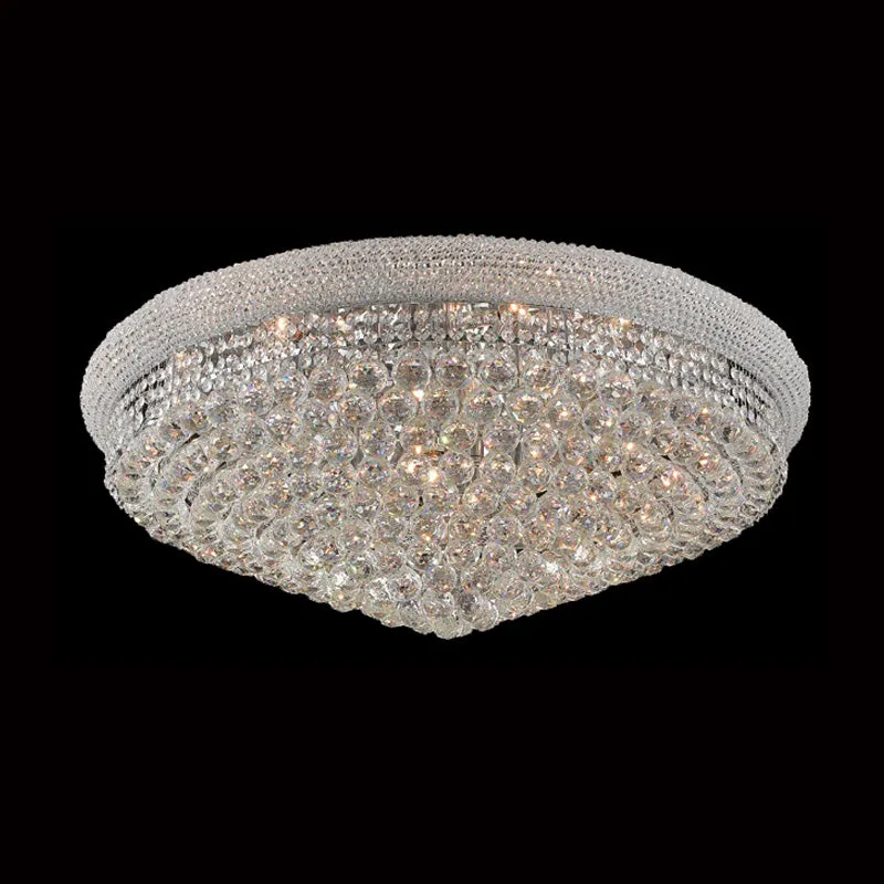 36'' Round Crystal Ceiling Light Empire Flush Mounted Crystal Chandelier