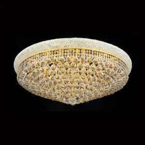 36'' Round Crystal Ceiling Light Empire Flush Mounted Crystal Chandelier