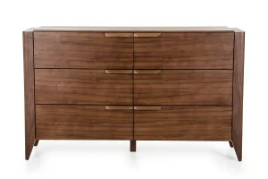 38" Tobacco Veneer And Mdf Dresser With 6 Drawers