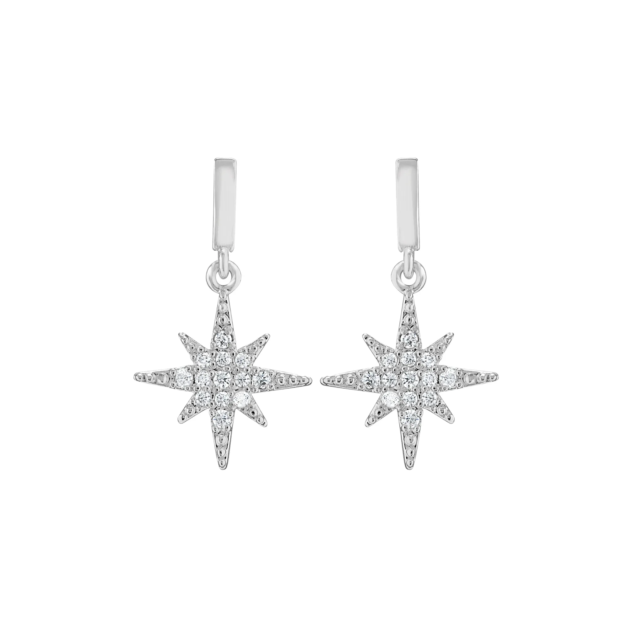 Accessorize London Women Sterling Silver-Plated Diamante Star Drop Earrings