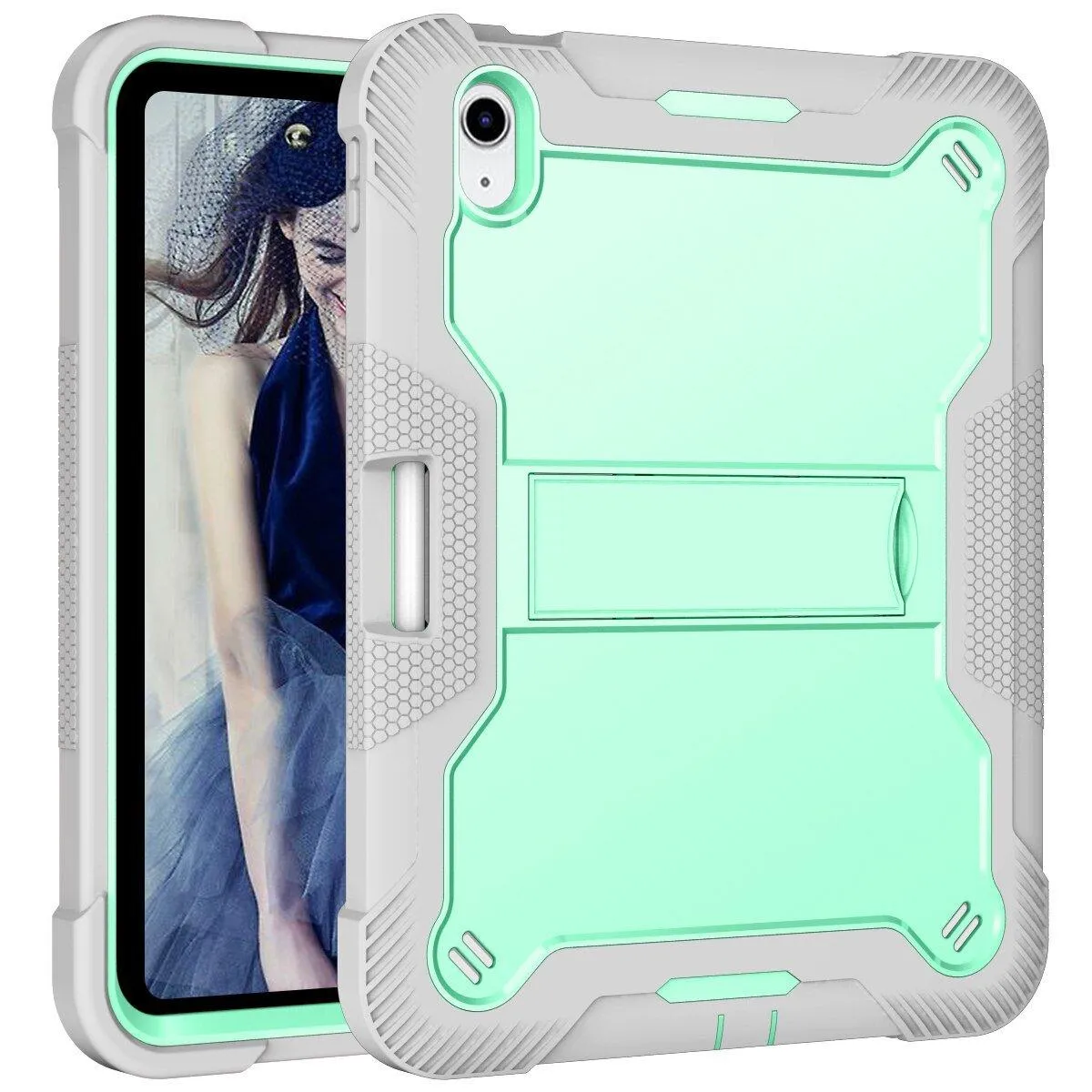 Aeris Heavy Duty Shockproof Silicone Case for iPad 10th Generation w/ Pencil Holder & Kickstand