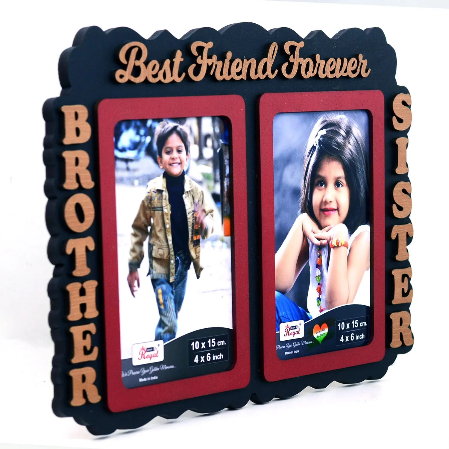 AJANTA ROYAL Brother Sister Wooden Photo Frame insert - 2-4"x6"