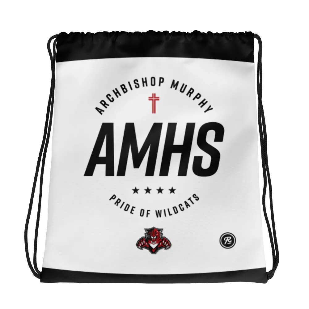 AMHS 'Excellence' white cinch bag