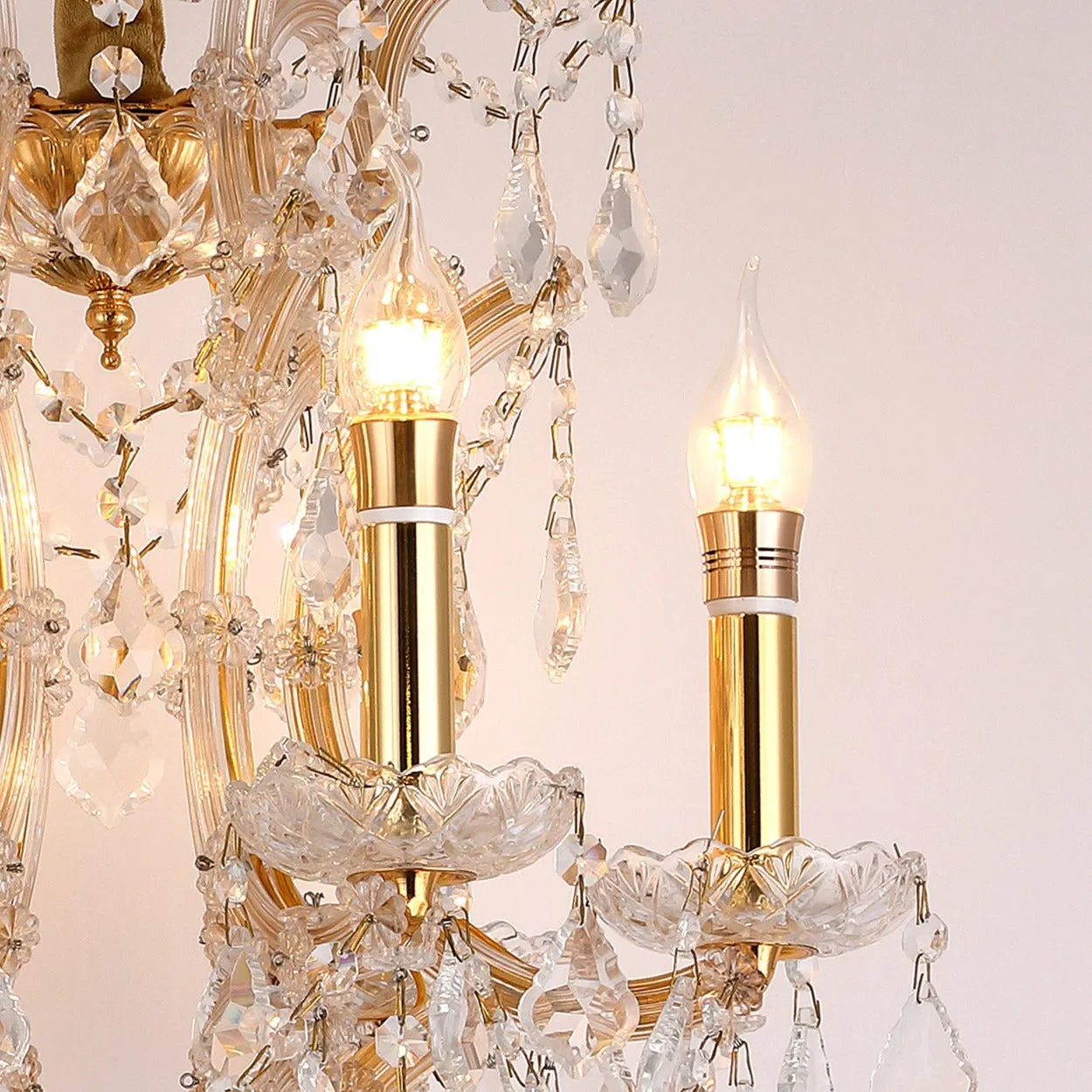 ANKUR VEGAS 6 LIGHT GOLDEN ARMS CRYSTAL CHANDELIER