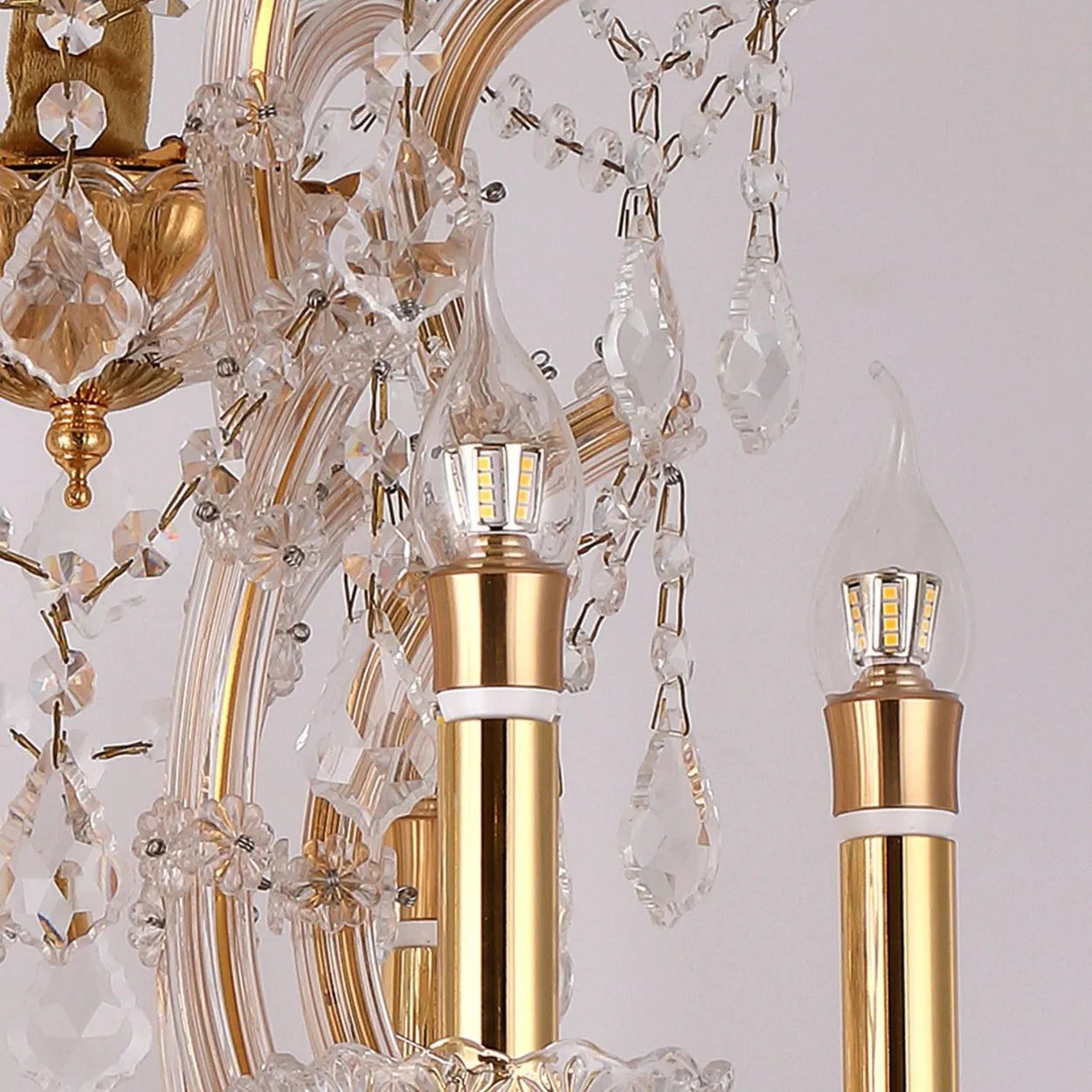 ANKUR VEGAS 6 LIGHT GOLDEN ARMS CRYSTAL CHANDELIER