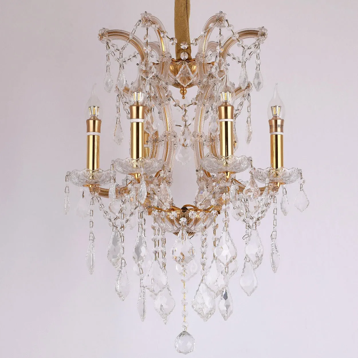 ANKUR VEGAS 6 LIGHT GOLDEN ARMS CRYSTAL CHANDELIER