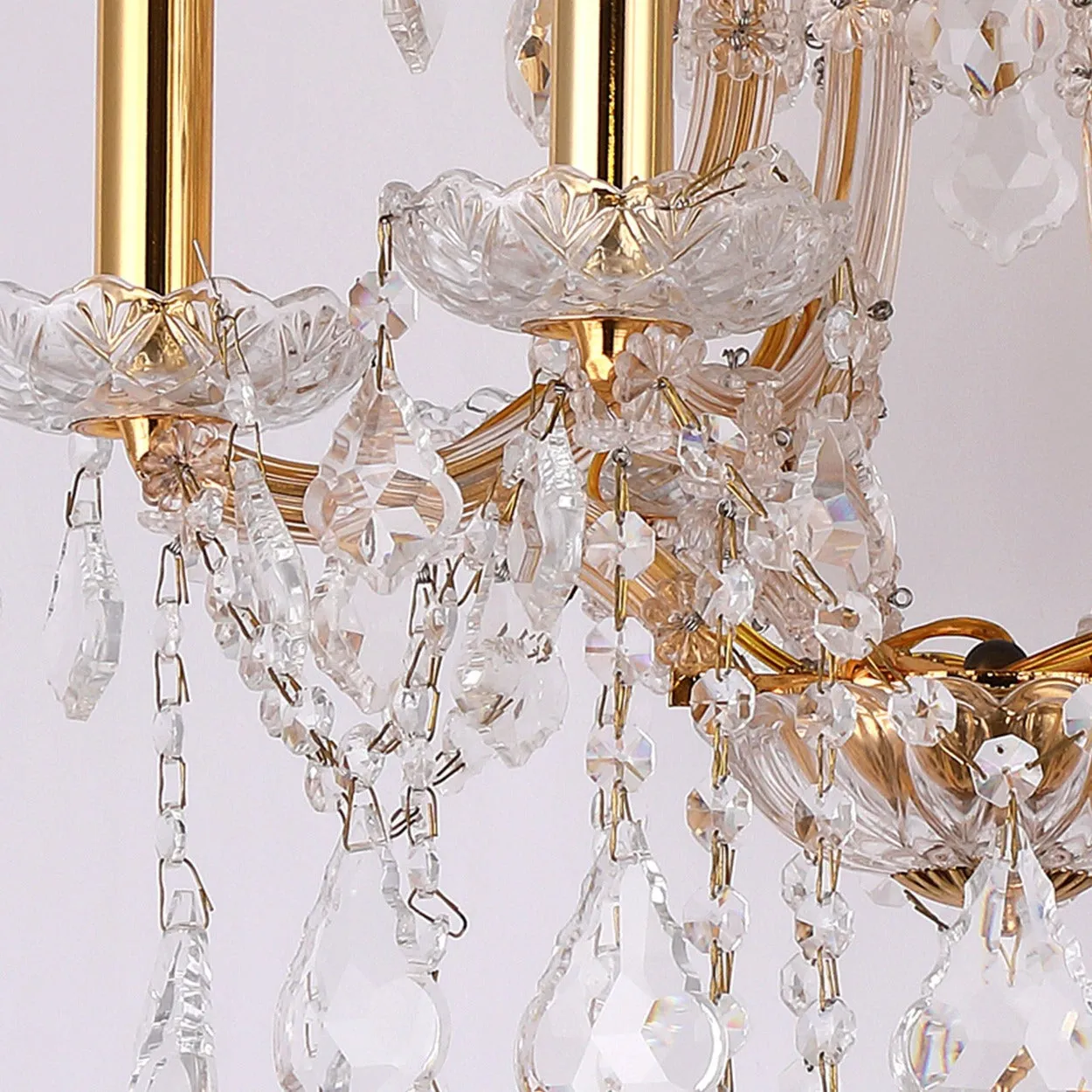 ANKUR VEGAS 6 LIGHT GOLDEN ARMS CRYSTAL CHANDELIER