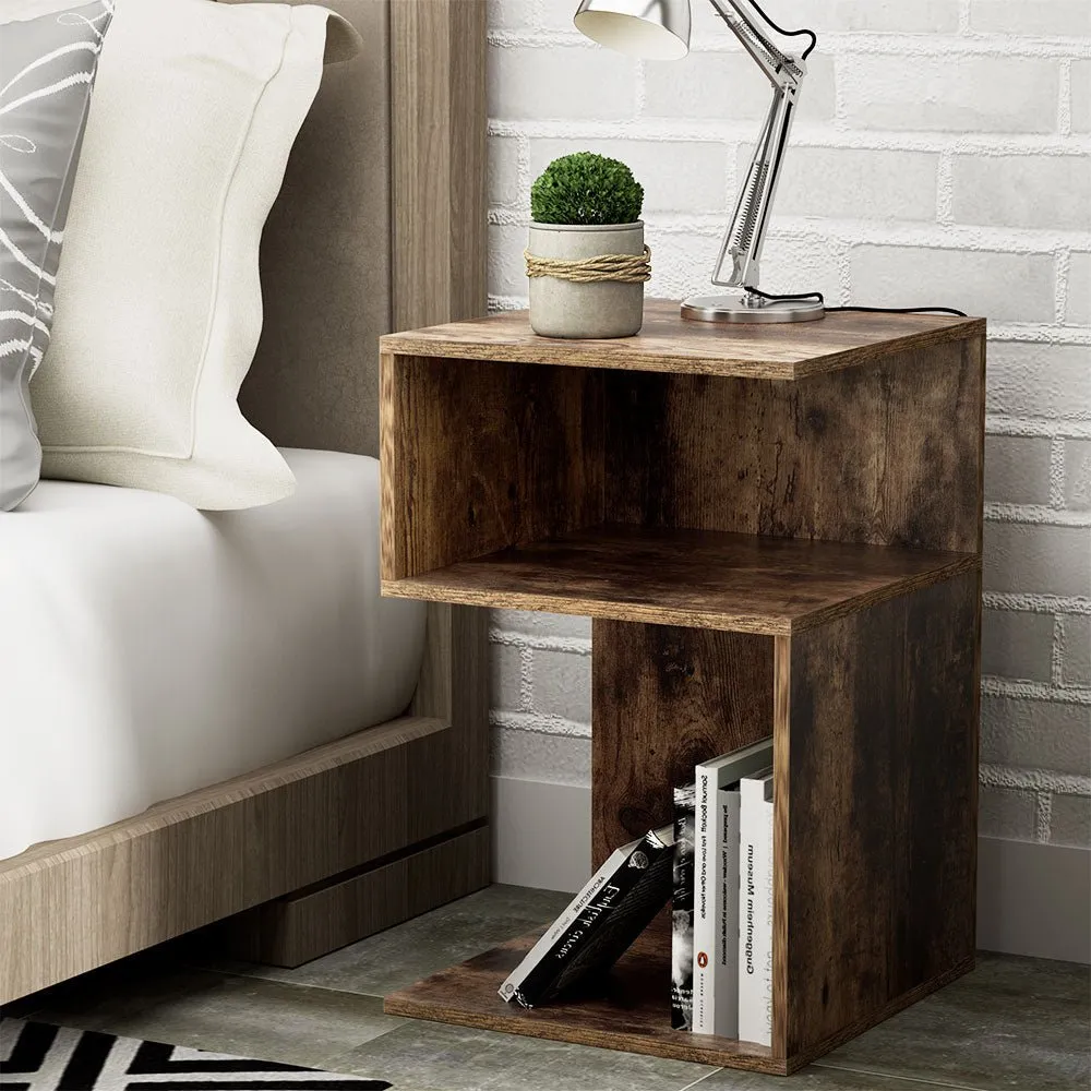 Artistic Bedside Table - Rust Oak