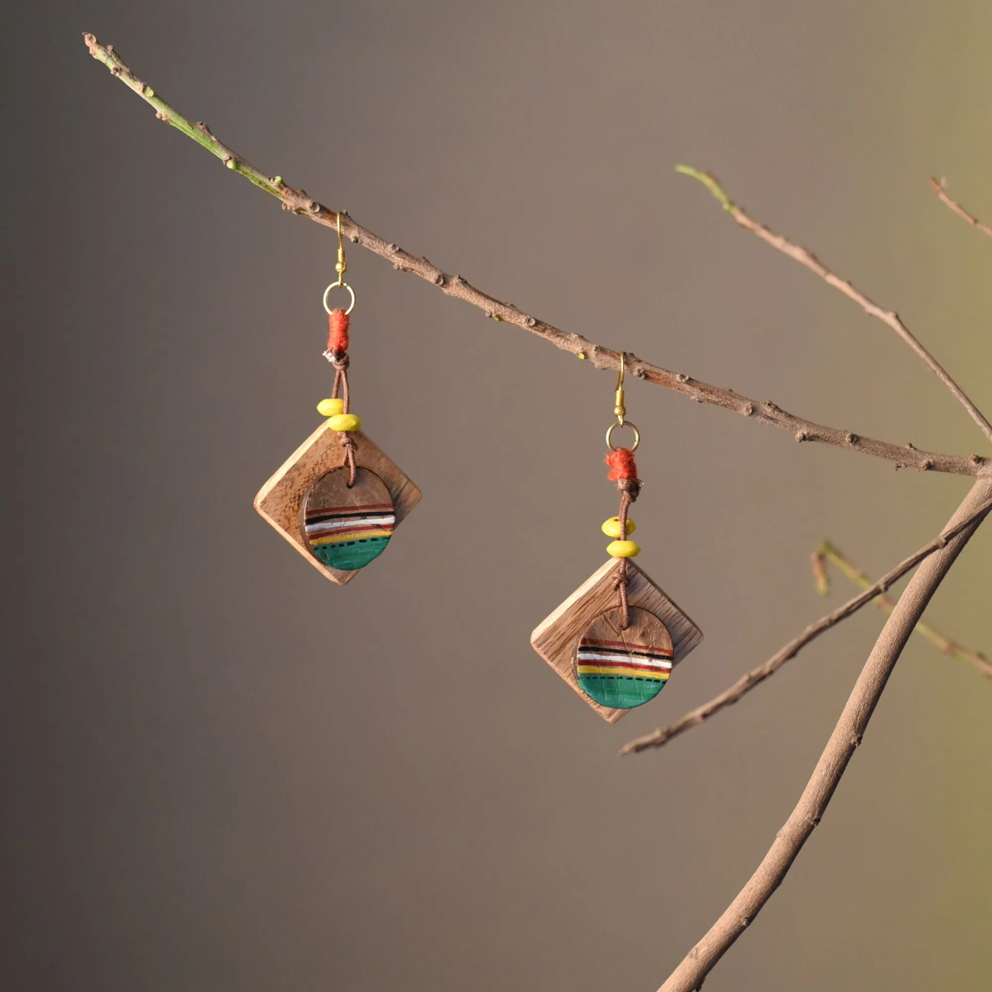 Artistic Charm: Handcrafted Wooden Earrings