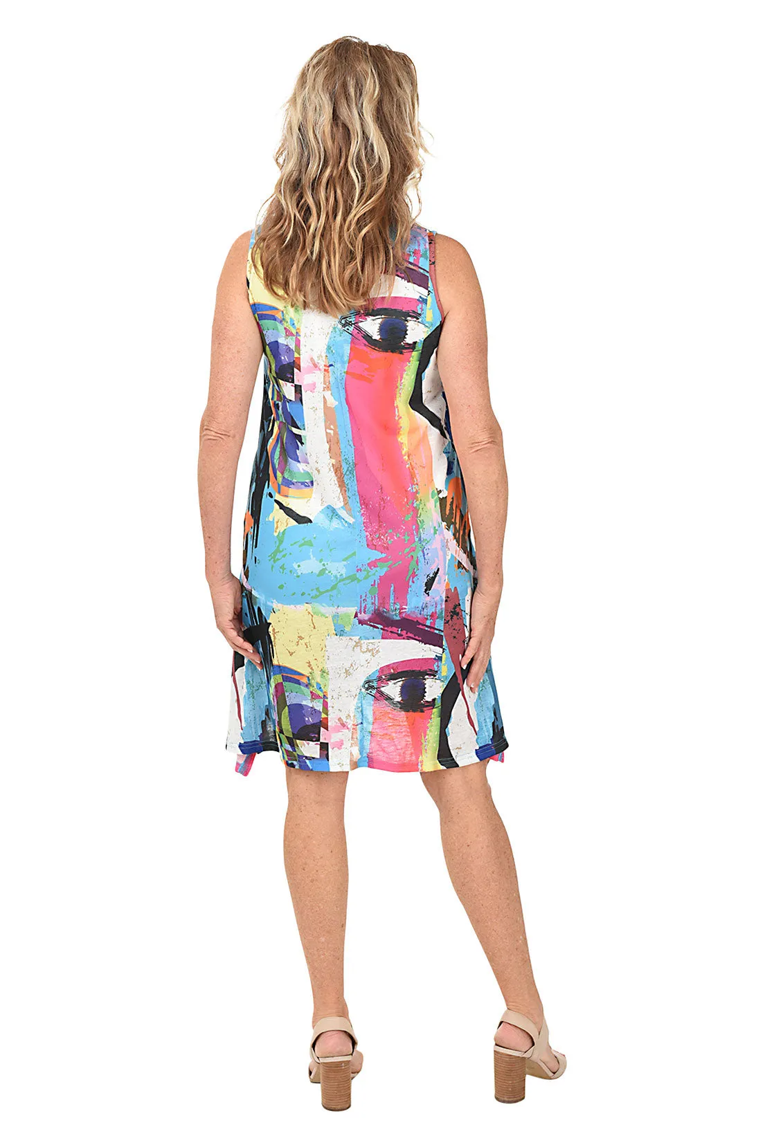 Artistic Eye Shark Bite Sleeveless Dress