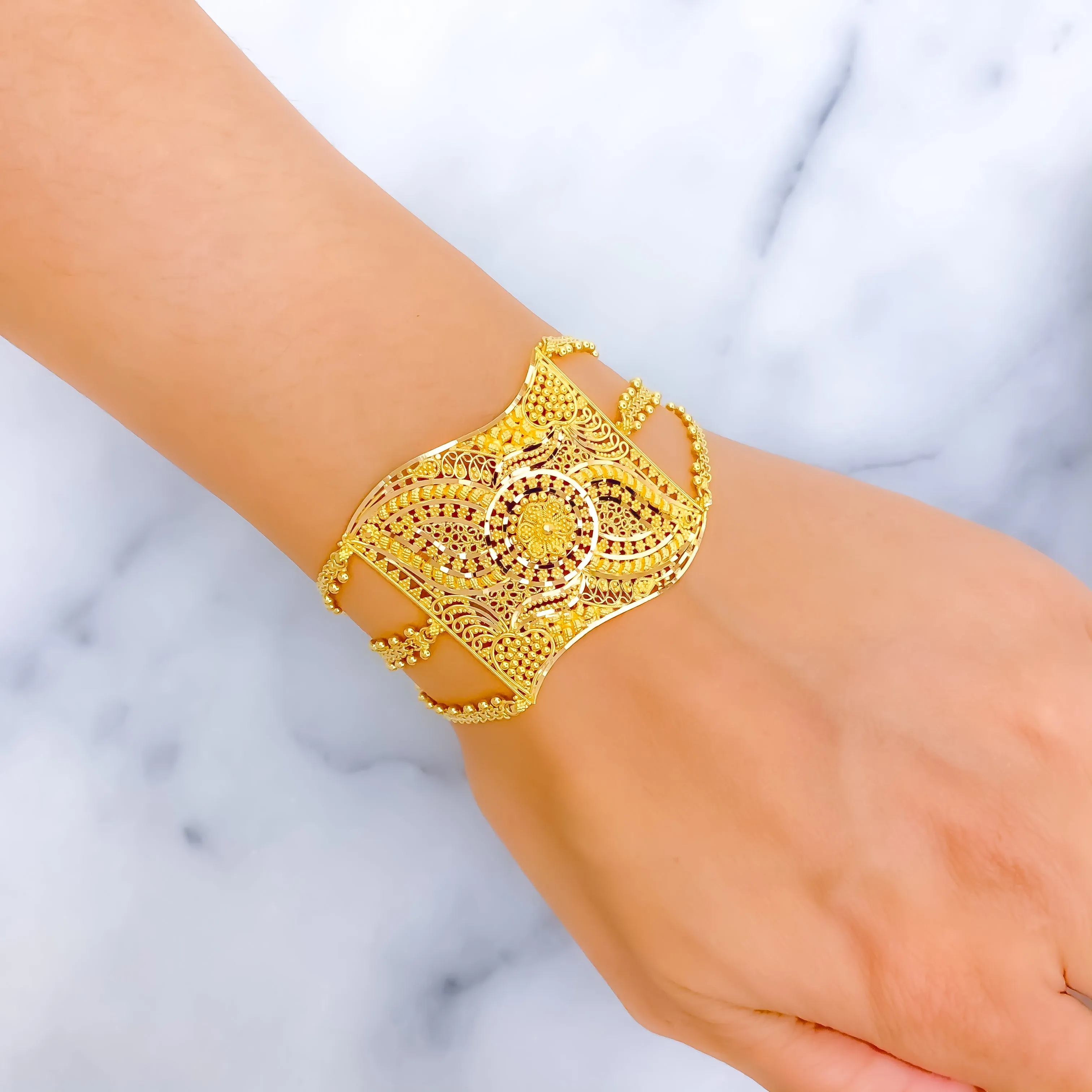 Artistic Grandiose 22k Gold Statement Bracelet