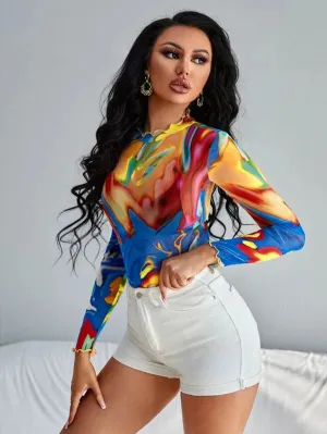 Artistic Multi Color Mesh Top