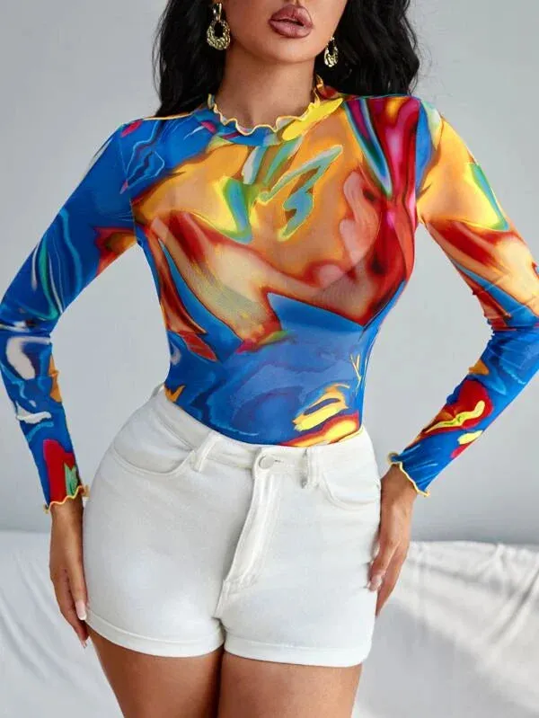 Artistic Multi Color Mesh Top