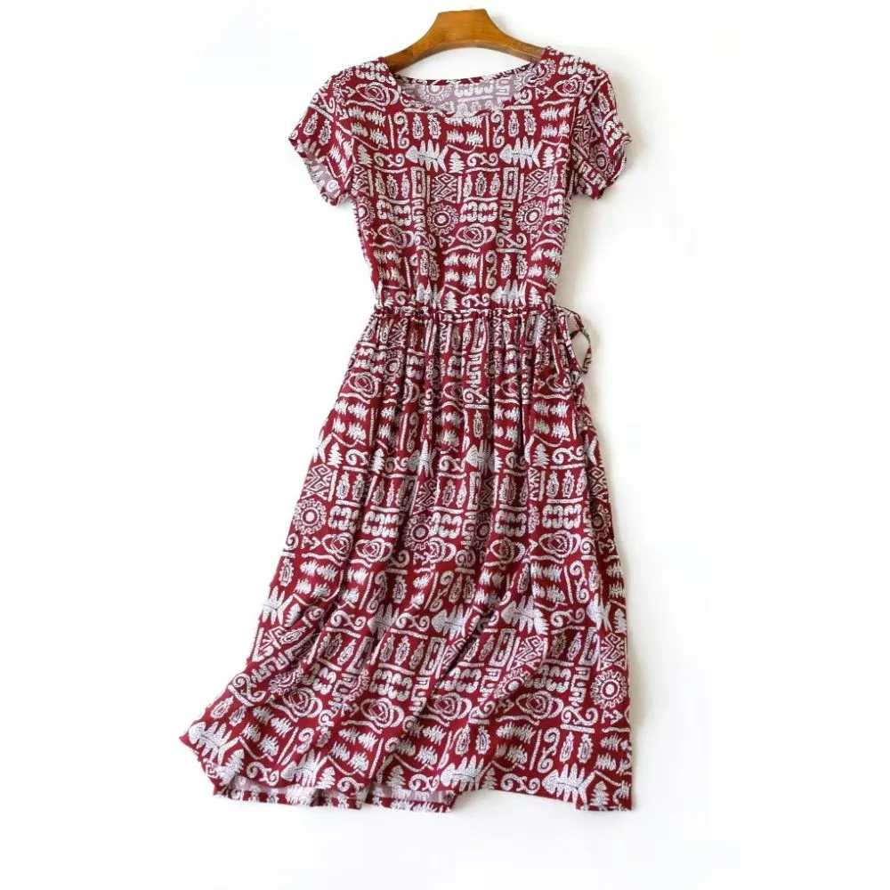 Artistic Print Silk-Cotton Dress – Timeless Comfort