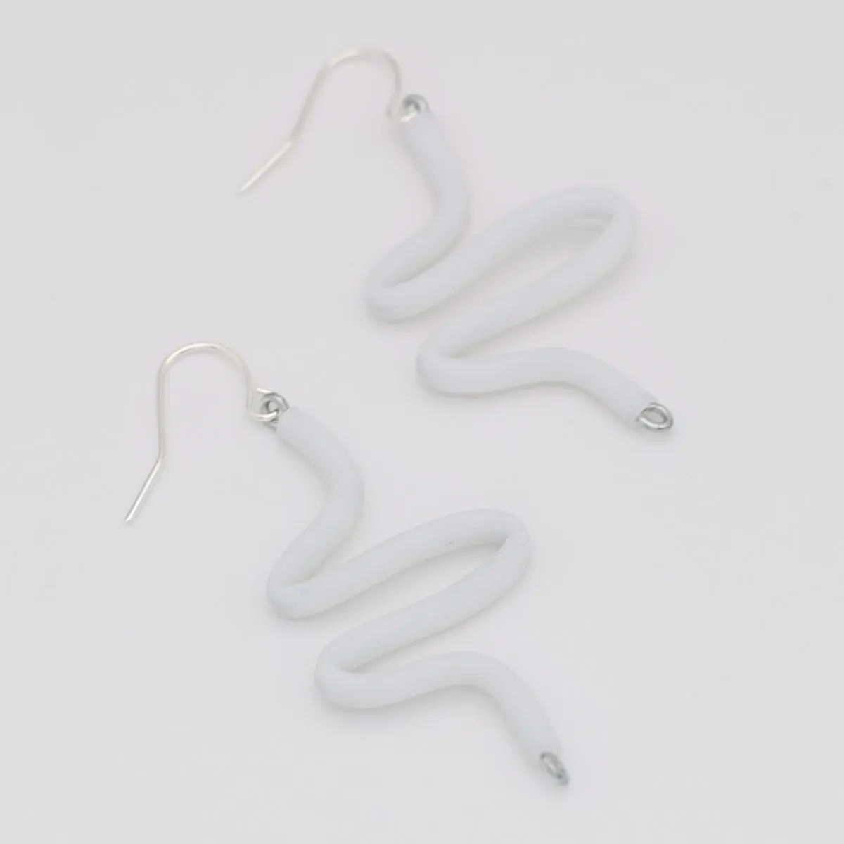 Artistic Rubber Tubing Naya Earrings White