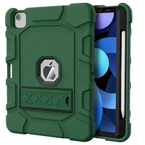 Azzsy Kids Case for iPad Air 5th / 4th Generation 10.9 Inch 2022/2020, [Support 2nd Gen Apple Pencil Charging] Heavy Duty Shockproof Rugged Protective Case for iPad Air 5/4 10.9 Inch (Alpine Green)