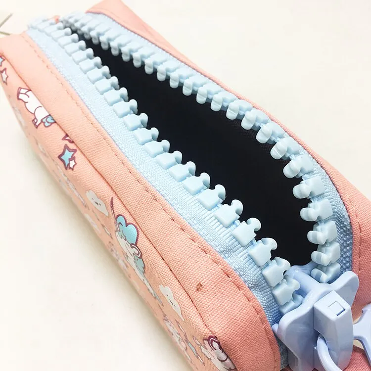 Big Zipper Unicorn Pencil Case Large Capacity Canvas for School