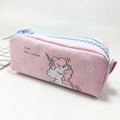 Big Zipper Unicorn Pencil Case Large Capacity Canvas for School