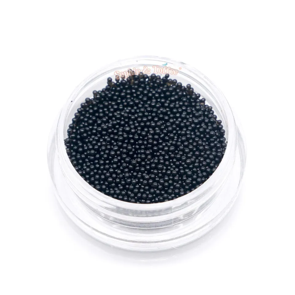 Black Acrylic Micro Beads (~0.6-0.8mm) (4 pots x 3g)