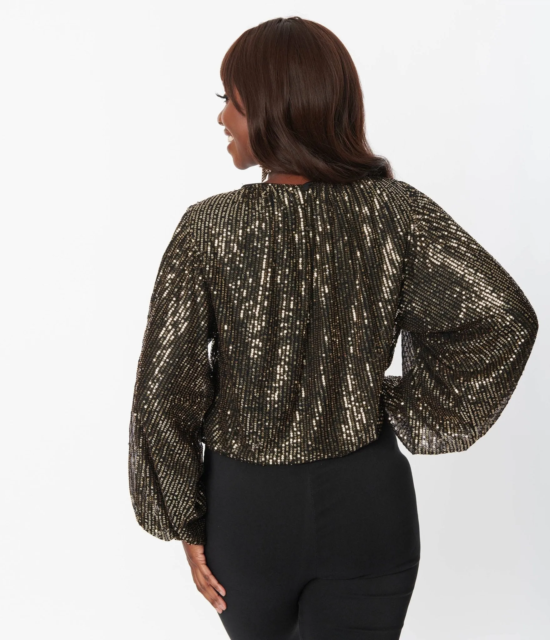 Black & Gold Sequin Shimmer Blouse