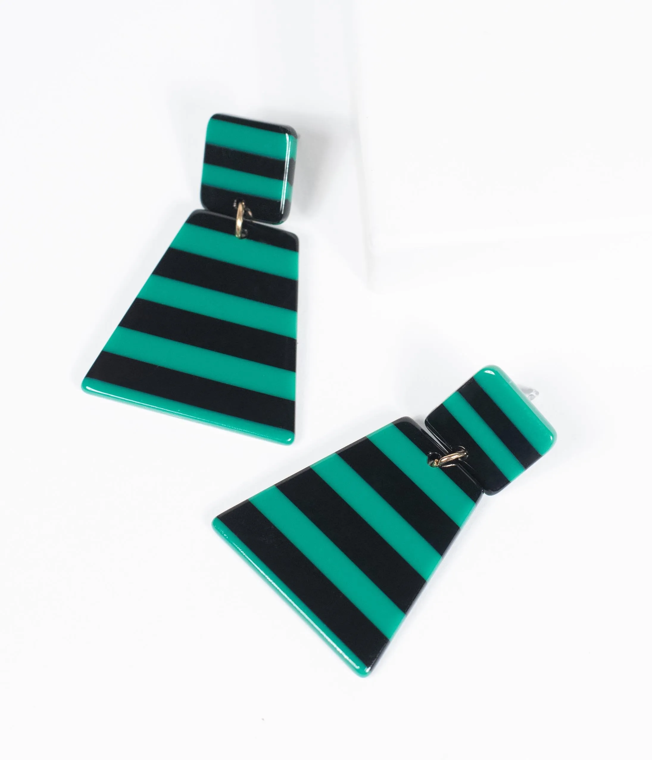 Black & Green Stripe Resin Drop Earring