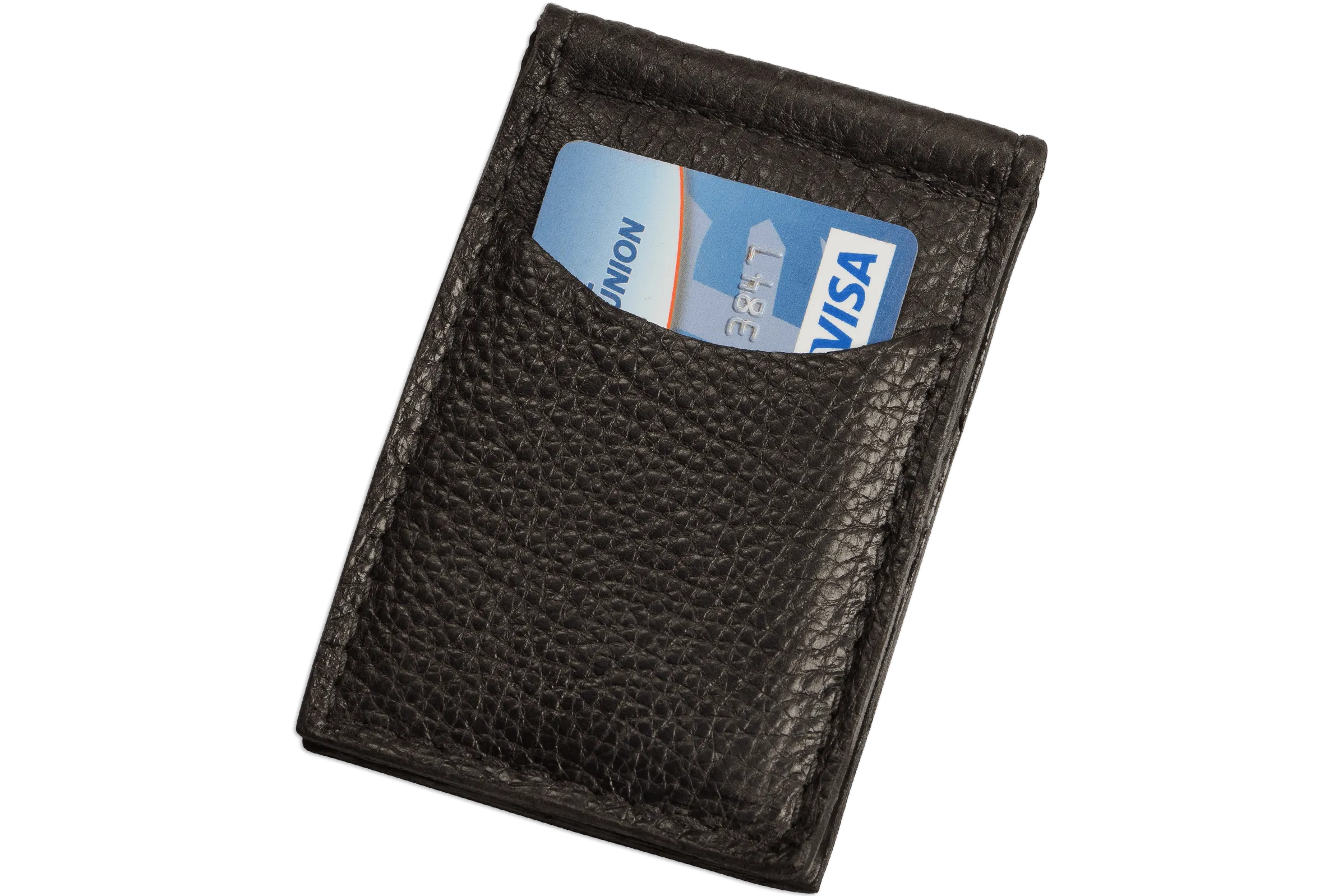 Black Bison Bifold Slim Profile Wallet With Money Clip