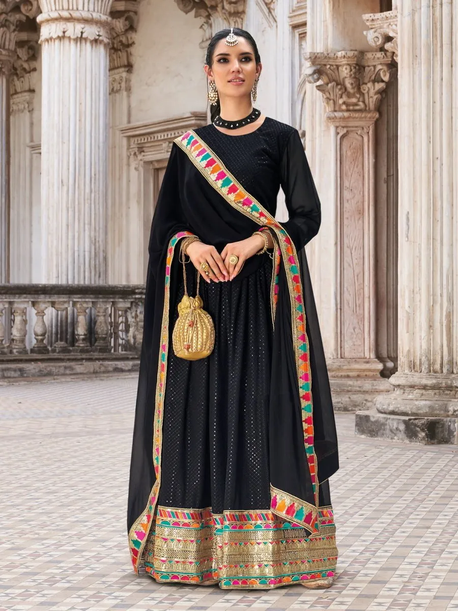 Black Georgette Partywear Gown