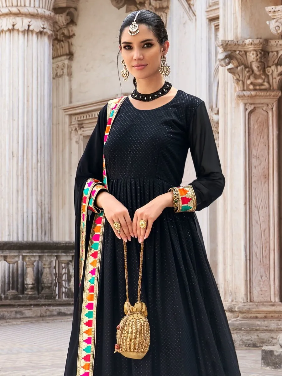 Black Georgette Partywear Gown