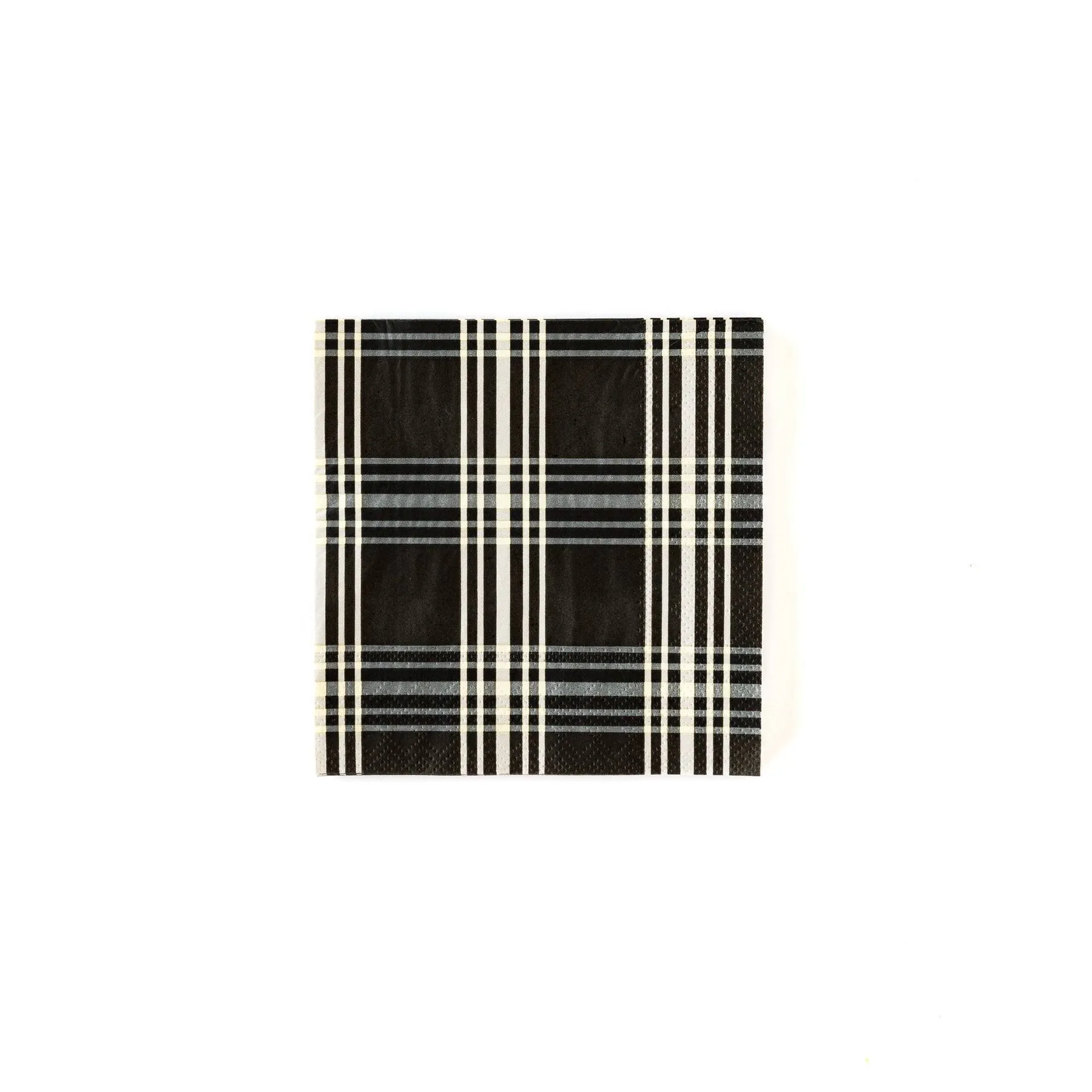 Black Plaid Cocktail Napkins (x25)