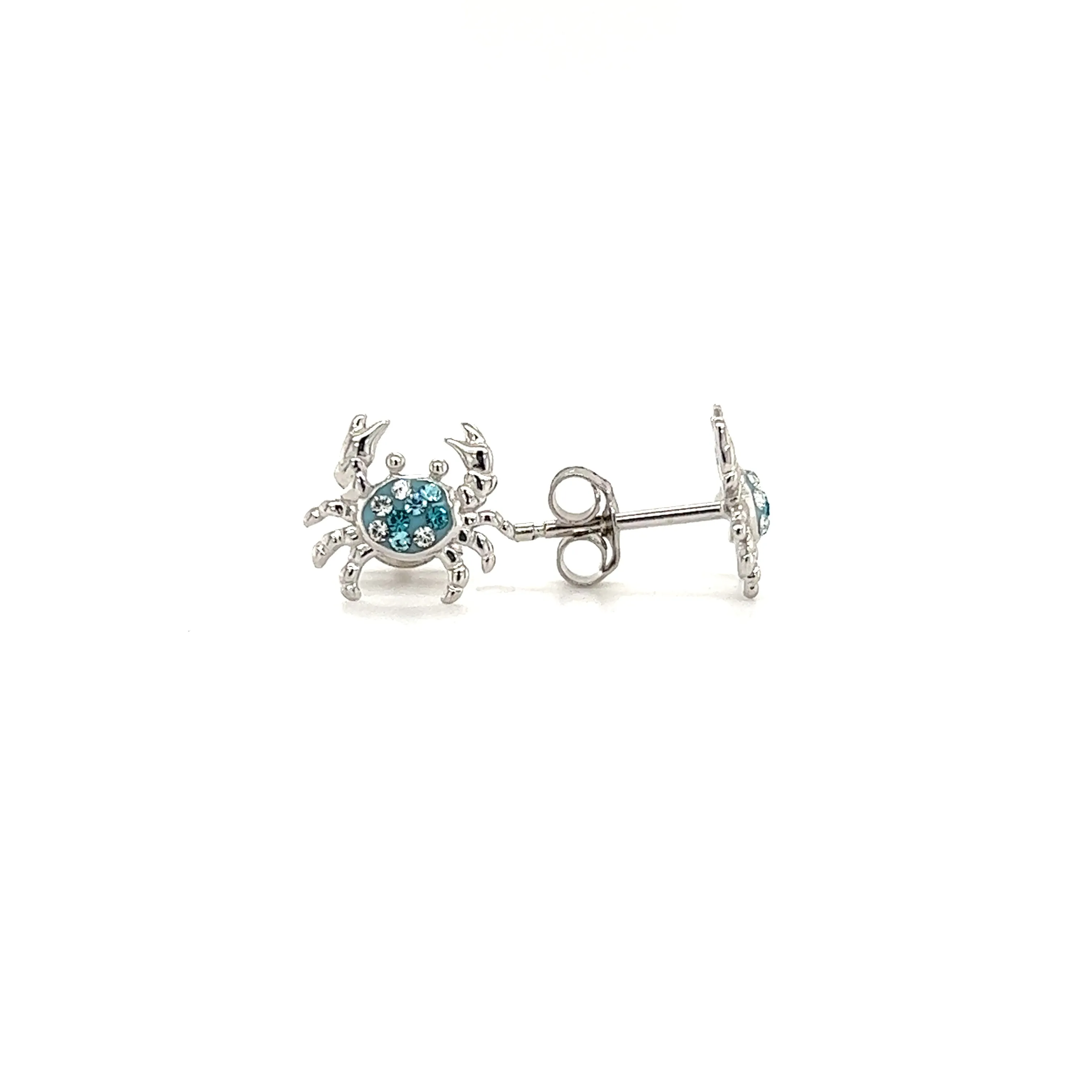 Blue Crab Stud Earrings with Aqua and White Crystals in Sterling Silver NOT THESE!!