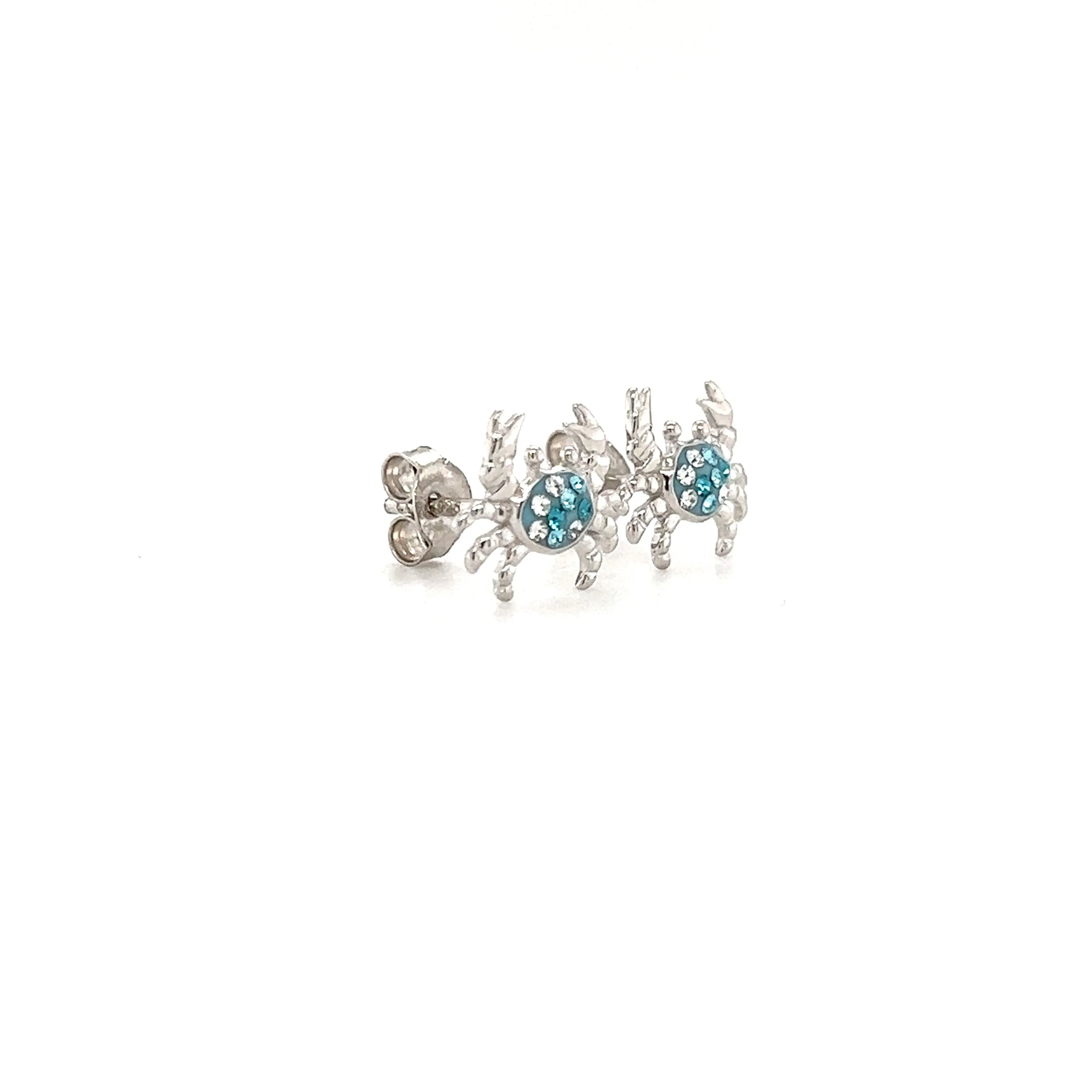 Blue Crab Stud Earrings with Aqua and White Crystals in Sterling Silver NOT THESE!!