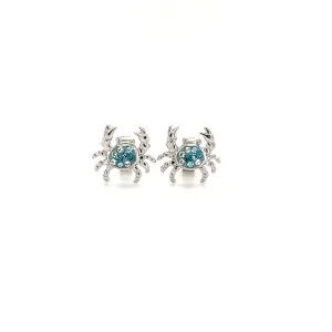 Blue Crab Stud Earrings with Aqua and White Crystals in Sterling Silver NOT THESE!!