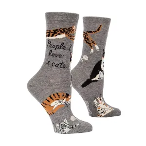 Blue Q People I Love Cats Single Pair Crew Socks