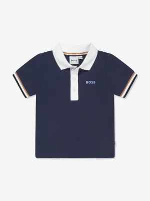 BOSS Baby Boys Logo Polo Shirt In Navy