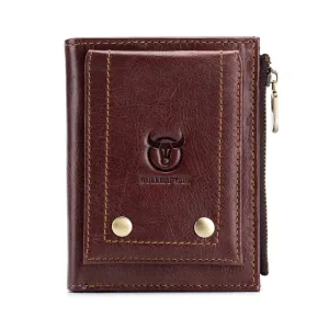 Brown Genuine Leather Tri-Fold Wallet For Men / Alternative Fashion Pocket Card Holder