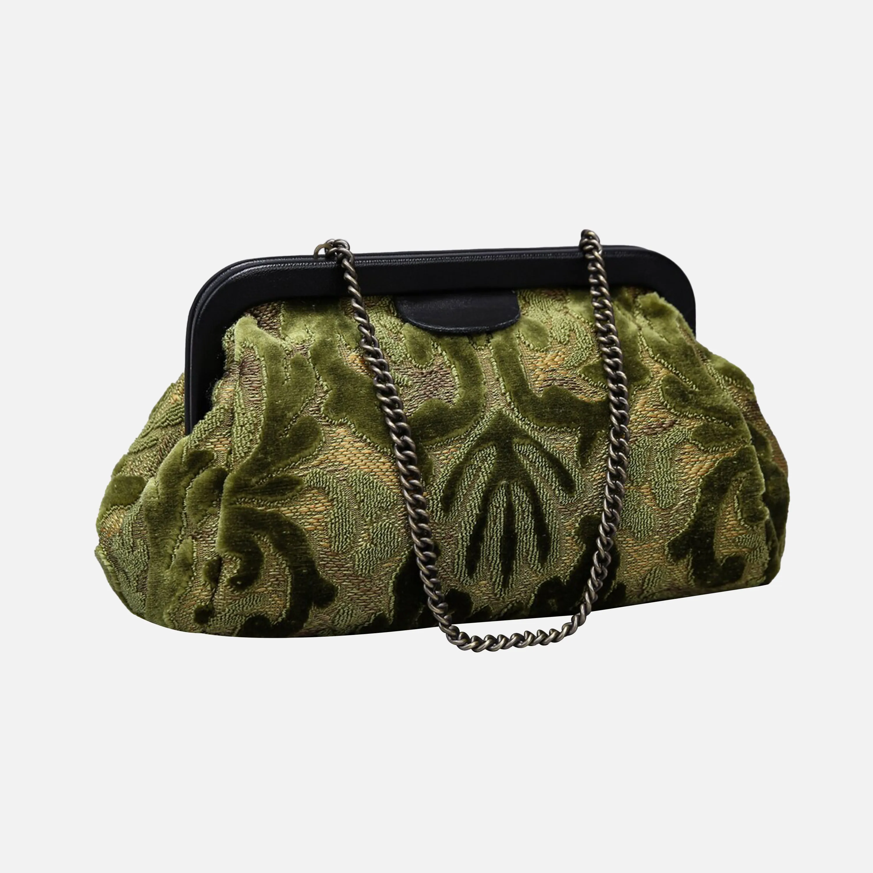 Burnout Velvet Fern Green Evening Bag Clutch